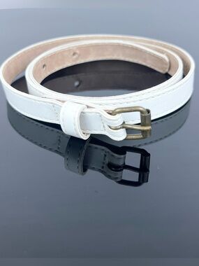 Marie Chantal Kids Girls Leather Belt, Ivory, Size L